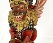 Carved Wooden Polychrome Singa Barong Balinese Winged Lion - 19" Tall