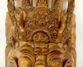 Ornately Carved Polished Wood Barong Lion Mask - Bali