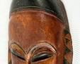 Vintage African Sienna Brown Carved Mask w/ Arching Bird At Top- Ivory Coast