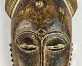 Vintage Tribal African Carved Wood Mask - Wood Stained- Baule Ivory Coast
