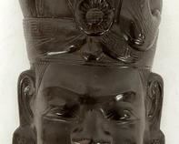 Vintage Smooth Polished Thai Wood Face Carving