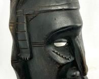 Large Dark Wood, Smoothly Carved Ibibio Dance Mask - Man In Pointed Hat- Nigeria