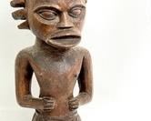 Antique Hand-Carved West African Figure w/ Metal Neck Ring Currency