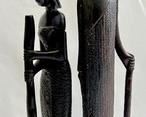 A Pair of Ebony-Toned Carved Tanzanian Tribal Figures