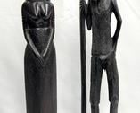 A Pair of Vintage Hand-Carved Ebony-Toned Vintage African Tribal Figures