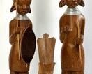 Three African Tribal Hand-Carved Figures w/ Silver Wire Necklaces