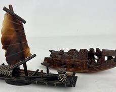 Stunning Vintage Chinese Hand Carved Boats