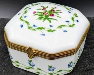 Raynaud Limoges French Floral Ceralene Porcelain Trinket Box