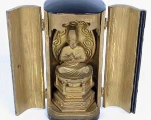 Vintage Portable Folding Buddhist Shrine in Lacquered Box