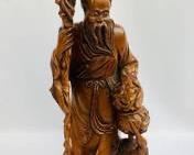 Vintage Ornately Hand-carved Asian Wooden Figurine - Bearded Man
