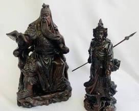 Handcarved Wooden Asian Warrior-Like Figurines
