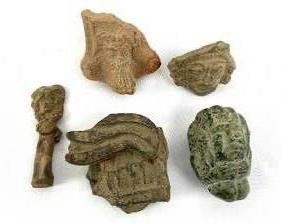 A Lot of Five Antique Relic Stone/Clay Sculptures - Mesoamerica