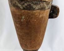 Tall Primitive Wooden Tribal Drum - 19.5"