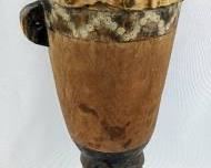 Primitive Wooden Tribal Drum - 16-3/4"