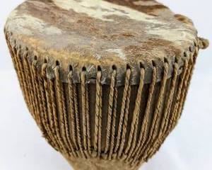 8" Antique African Tribal Hide-Bound Drum