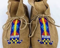 Vintage Handmade Beaded Leather Moccasins