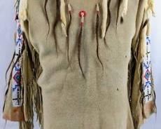 Handmade Vintage Buckskin Shirt - Native American Beaded & Fringed Ceremonial