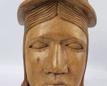 Unique Hand Carved Wooden Head Sculpture