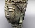 Thailand Bronze Buddha Head Presented on Wooden Base