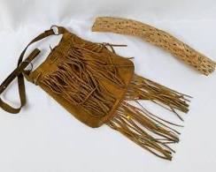 Vintage Tan Suede Cross Body Purse and Cholla Driftwood Piece