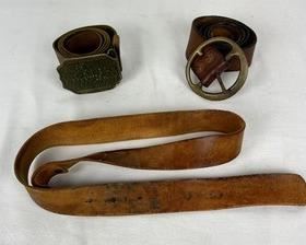 Vintage Leather Belts, Wells Fargo & Co.'s Ex. St Paul Belt Buckle, Brass Belt Buckle