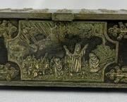Antique Iron Art Bronze Chest Jewelry Box - Battle of Lyndanisse Copenhagen Denmark, Anno 1219