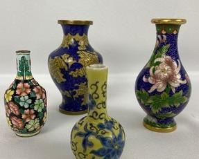Four Vintage Cloisonne Asian Vases
