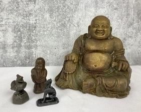 Vintage Brass Buddha & Small Cast Animals