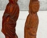 Pair Vintage Chinese Wood Handcarved Figures