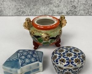 Three Miniature Asian Ceramic Trinket Boxes