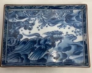 Japanese Ceramic Folk Art Rectangular Dish