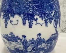 Chinese Delicate Blue & White Porcelain Lidded Jar