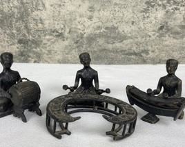 Miniature Antique Asian Bronze Musician Figurines