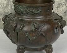 Antique Japanese Large Brass Incense Burner