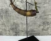 Two Antique Powder Horns with Carved Details