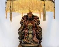 Fabulous Antique Bronze Polychrome Buddha Lamp by Armor Bronze 1900