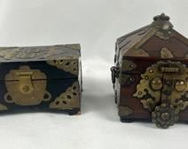 Vintage Chinese Wood and Brass Jewelry Boxes