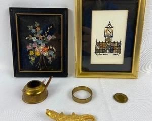 Authentic Vintage L. Kersh Big Ben Horological Collage, Shell Flower Art and More
