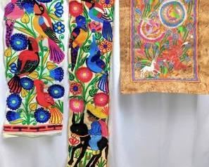 Vivid Vintage Mexican Bark & Yarn Art Wall Hangings