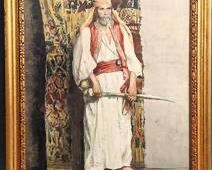 Salvati Lembo: Vintage Orientalist Watercolor Portrait of an Arab Gentleman