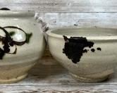 2pc Vintage Glazed Studio Pottery Vessel & Pourer Set