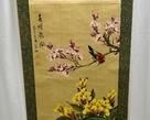 Beautiful Antique Hand Painted Silk & Paper Hanging Scroll- Japan