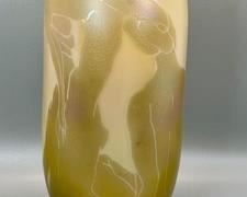 Vintage Signed Peter Vanderlaan & Mary Beth Bliss Iridescent Hand Blown Art Glass Vase