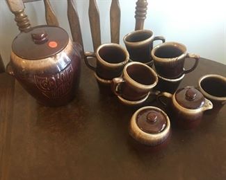 McCoy Cookie jar with 8 mugs & cream & sugar bowl