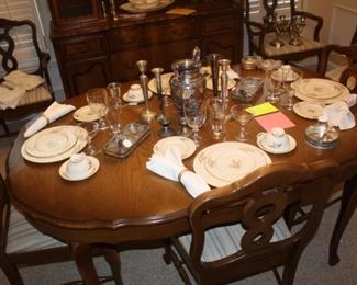 Table and eight chairs.  Classy.  $120.00 iw your carry out price Sunday afternoon.  You must move.
