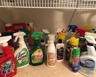 Large supply of cleaning materials.