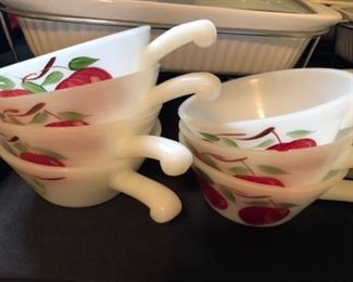 Fire King: GAY FAD French Casserole Handled Fruit bowls 