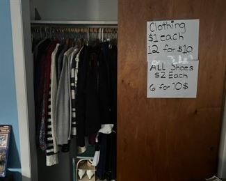 Master Bedroom Closet - Womens Clothing - $1 each , 12 for $10 ; Shoes 6 for $10