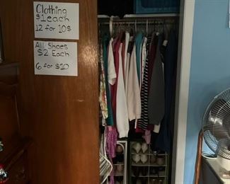 Master Bedroom Closet - Womens Clothing - $1 each , 12 for $10 ; Shoes 6 for $10