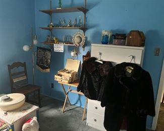Bedroom Three -Fur Coats -Furniture, Sports Trophies, Books, Lamps